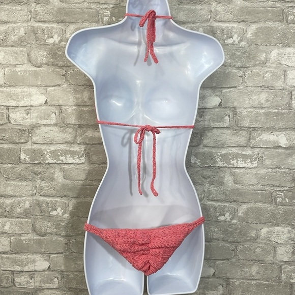 Bali Chic Pink Crochet one piece bathing suit - Picture 3 of 6